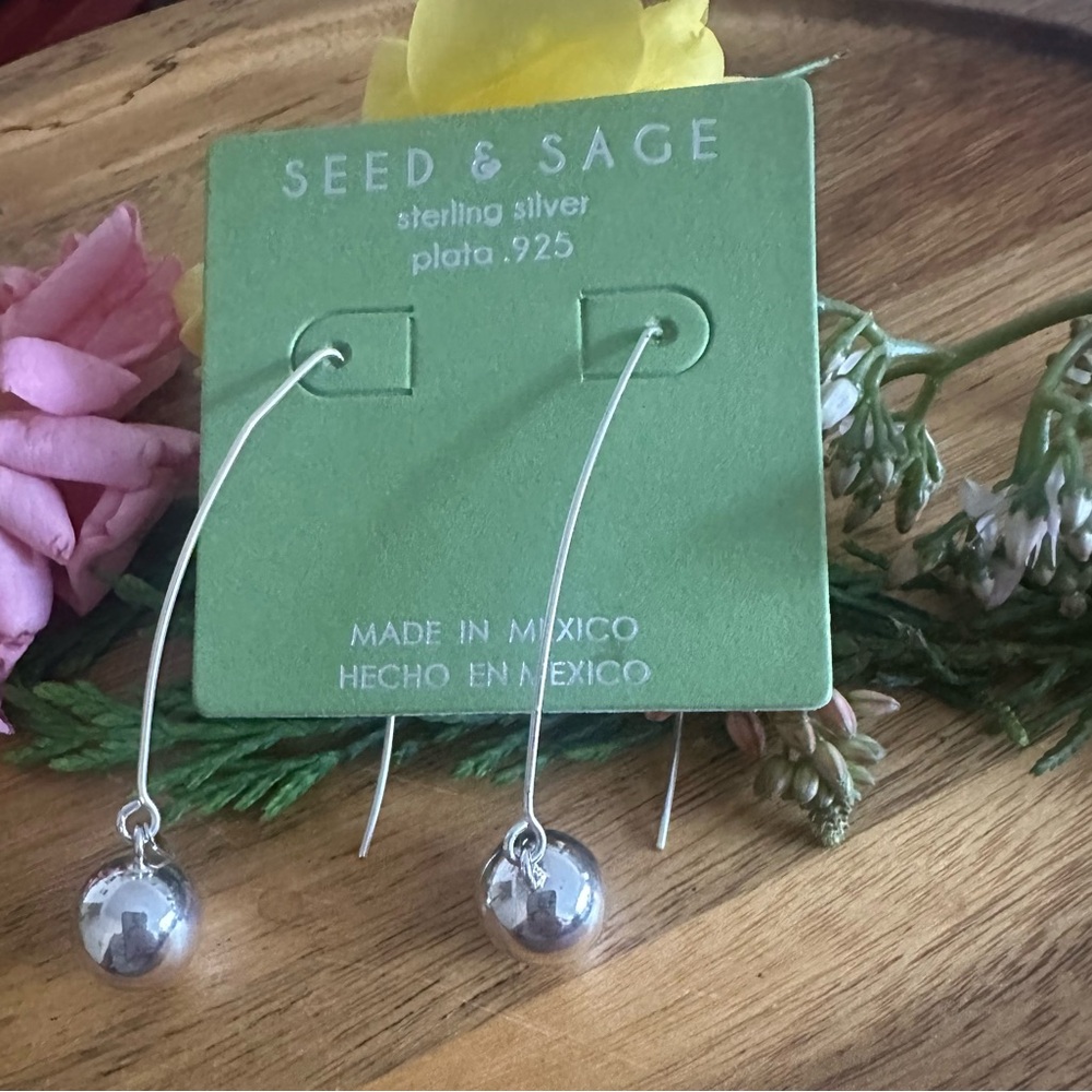 Seed & sage Sterling Silver 925  Drop Earrings